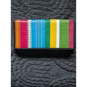 Unbranded Leather Colorful Striped Wallet Checkbook Organizer